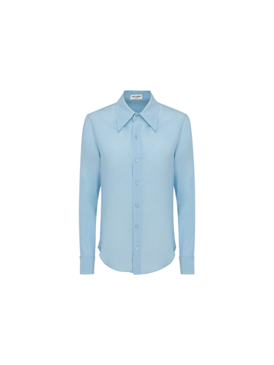 Shop Saint Laurent Shirt In Bleu Ciel