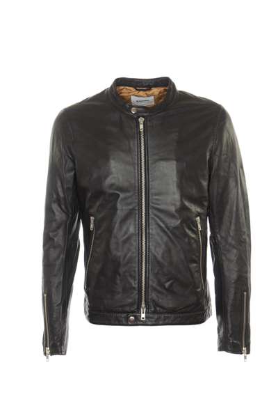 Classic Zipped Leather Jacket In Dd Magi Black