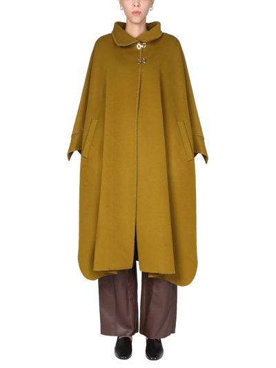 Shop Alberta Ferretti Virgin Wool Cape In Verde