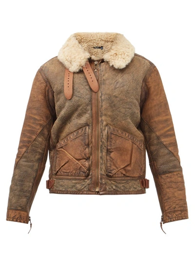 Polo Ralph Lauren Mens Brown Earth Shearling-collar Relaxed-fit Leather  Jacket M | ModeSens