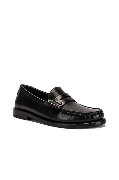 Saint Laurent Monogram Penny Loafers In Calf Leather In Nero