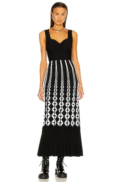 Shop Alaïa Sleeveless Bustier Long Dress In Noir & Blanc