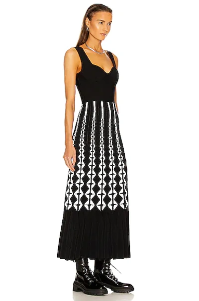 Shop Alaïa Sleeveless Bustier Long Dress In Noir & Blanc