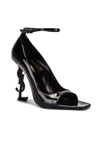Saint Laurent Tower Opyum Ankle Strap Heels In Nero