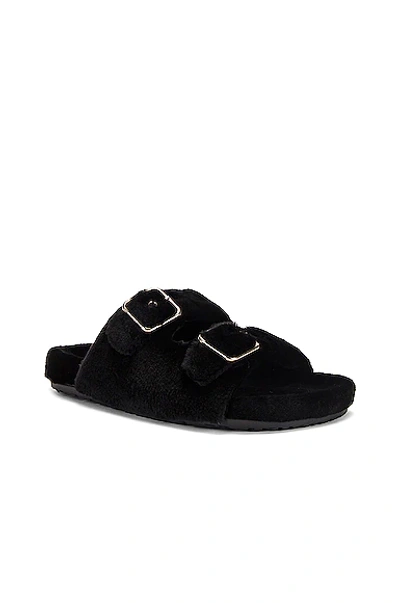 Shop Saint Laurent Mink Jimmy Buckle Sandals In Nero