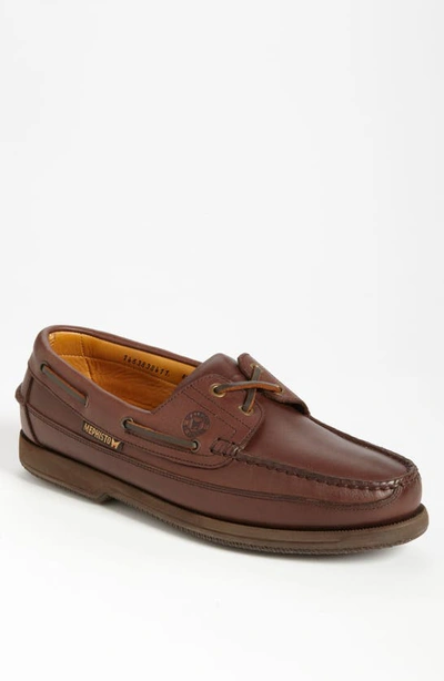 Shop Mephisto 'hurrikan' Boat Shoe In Brown Leather