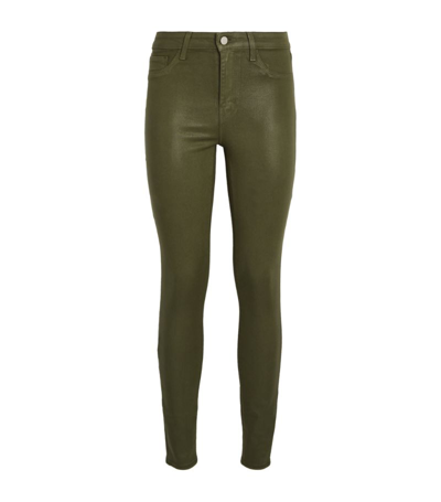Shop L Agence Coated Marguerite Skinny Jeans In Green