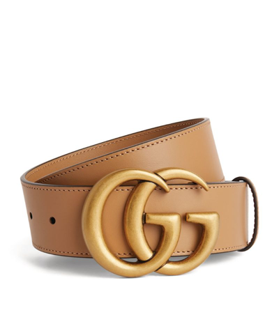 Shop Gucci Leather Marmont Belt In Brown