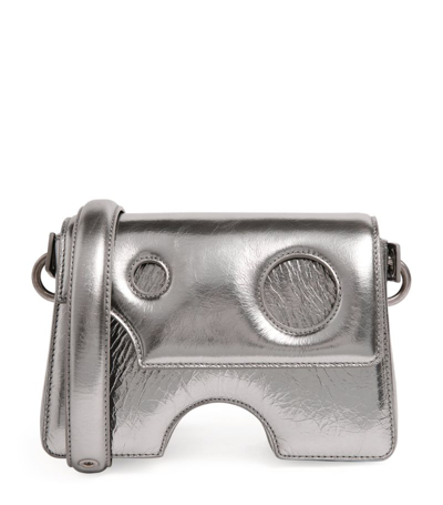 Shop Off-white Leather Burrow-22 Shoulder Bag In Silver