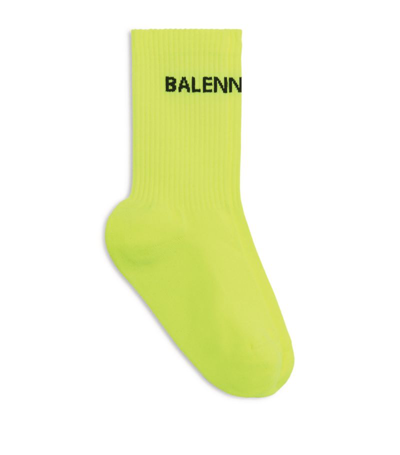 Shop Balenciaga Logo Socks In Yellow