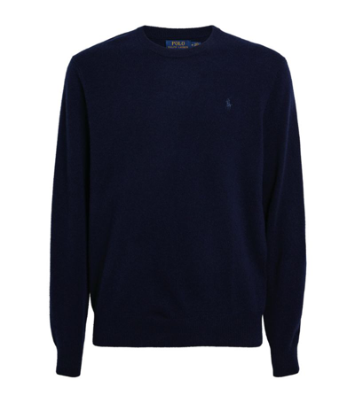 Shop Polo Ralph Lauren Cashmere Logo Sweater In Navy