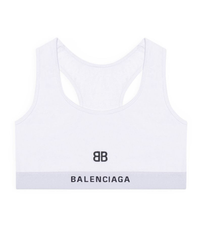 Shop Balenciaga Logo Sports Bra In White