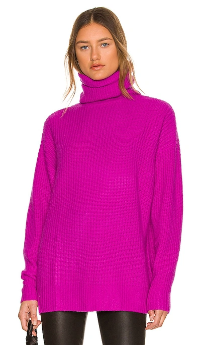 Shop Autumn Cashmere Oversized Turtleneck In Fuchsia