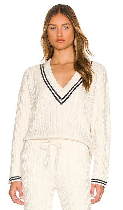 Shop Lpa Ciao Cable V Neck Sweater In Ivory
