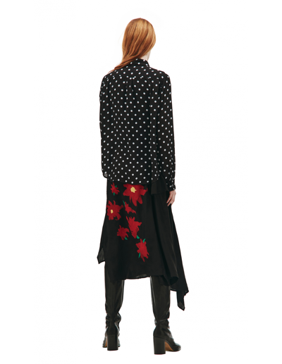 Shop Comme Des Garcons Cdg Polka-dot Blouse With Ruffles In Black