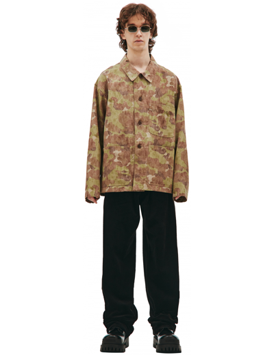 Shop Visvim Camouflage Print Wool Jacket In Green