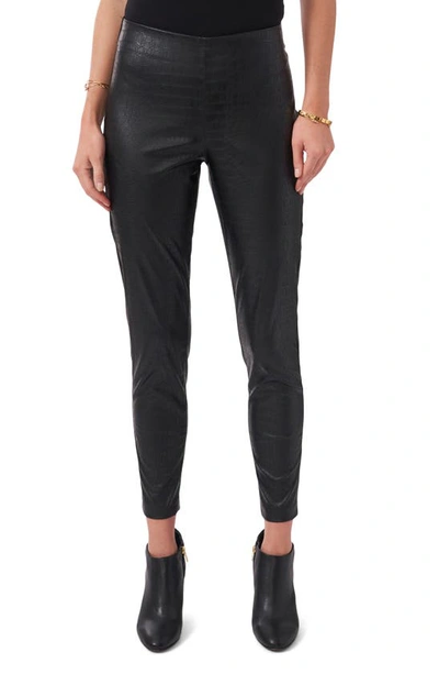 Vince Camuto Plus Size Faux-leather Ponte Leggings In Rich Black