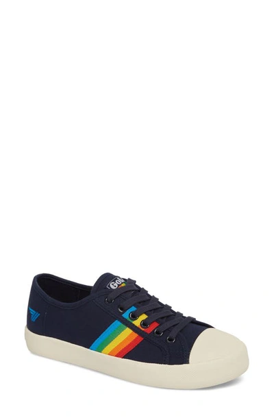 Shop Gola Coaster Rainbow Striped Sneaker In Navy/ Multi