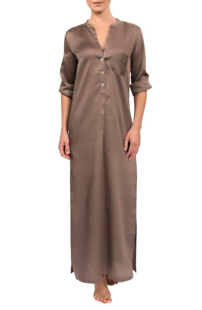 Shop Everyday Ritual Tracey Cotton Caftan In Chocolate