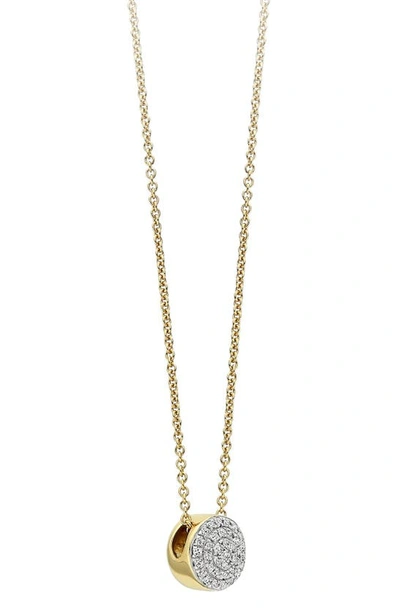 Shop Monica Vinader Ava Diamond Button Pendant Necklace In Gold