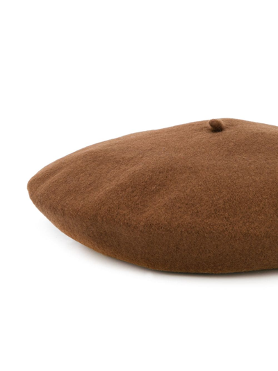 Shop Celine Robert Knitted Beret Hat In Brown