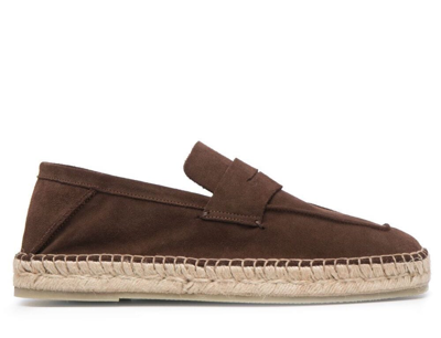 Shop Ermenegildo Zegna Penny Loafers Espadrilles In Brown