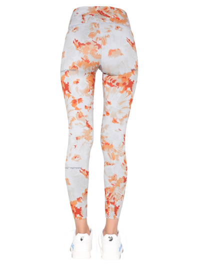 Shop Off-white Leggings With Chine Flowers Motif In Grey