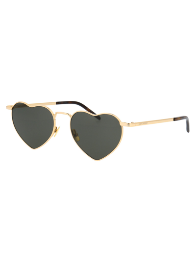 Shop Saint Laurent Sunglasses In 004 Gold Gold Grey