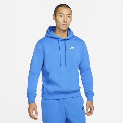 Shop Nike Men's  Sportswear Club Fleece Pullover Hoodie In Blue