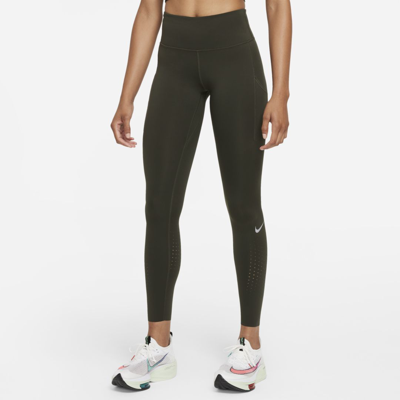 Shop Nike Epic Luxe Women's Mid-rise Pocket Leggings In Sequoia