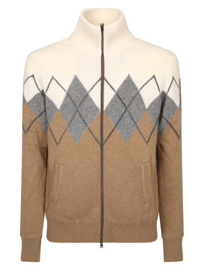 Shop Herno Intarsia Knit Zipped Jacket In Multi