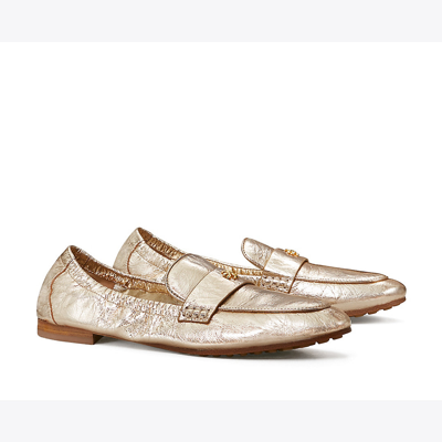 Tory Burch Metallic Medallion Ballet Loafers In Spark Gold