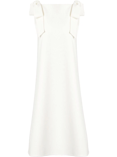 Shop Carolina Herrera Tie-strap Shift Dress In Weiss