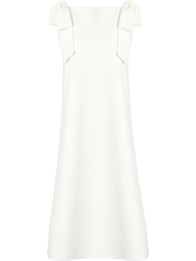 Carolina Herrera Bow-shoulder Mini Shift Dress In Weiss