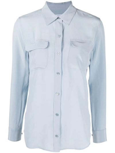 Shop Equipment Fitted-wasit Long-sleeve Shirt In Blau