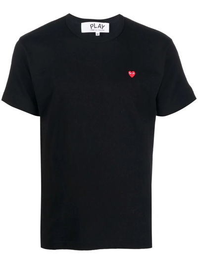 Shop Comme Des Garçons Play Heart-patch Crewneck T-shirt In Schwarz