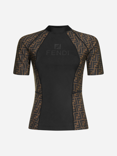 Shop Fendi Ff Logo Motif Lycra T-shirt