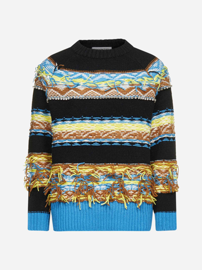Shop Essentiel Antwerp Alessia Striped-knit Wool-blend Sweater