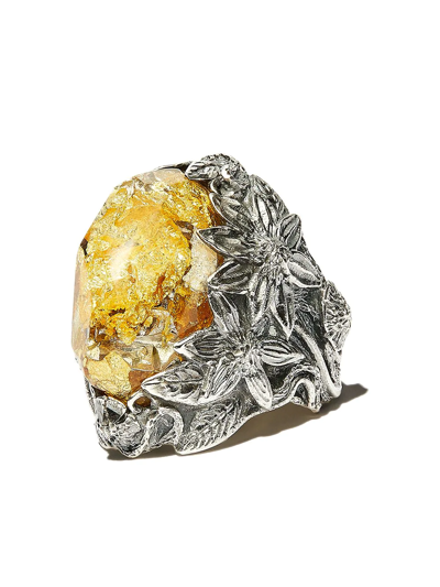Shop Lyly Erlandsson The Winter Stone-embellished Ring In Silver