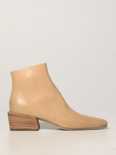 Shop Marsèll Pannelletto Ankle Boots In Leather In Biscuit