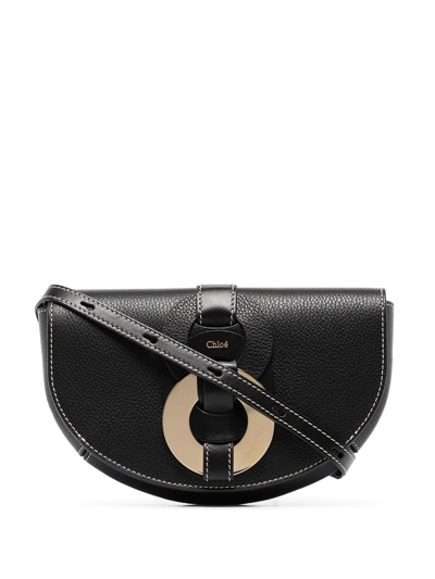 Shop Chloé Darryl Leather Belt Bag In Black