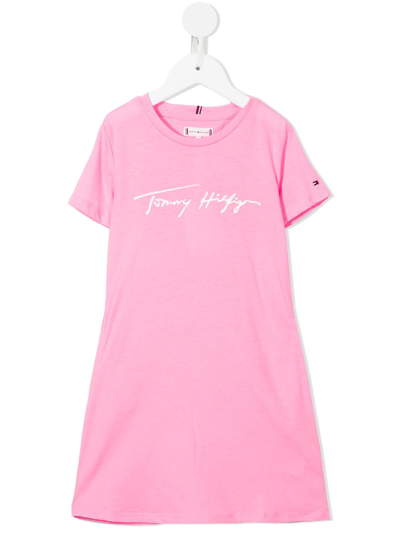 Tommy Hilfiger Junior Logo-print T-shirt Dress In Pink