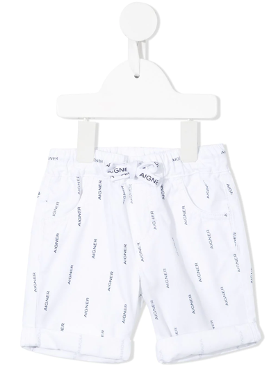 Aigner Logo-print Drawstring Shorts In White