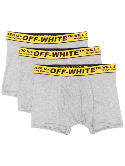 Shop Off-white Classic Industrial Boxer Briefs (pack Of Three) In Grey