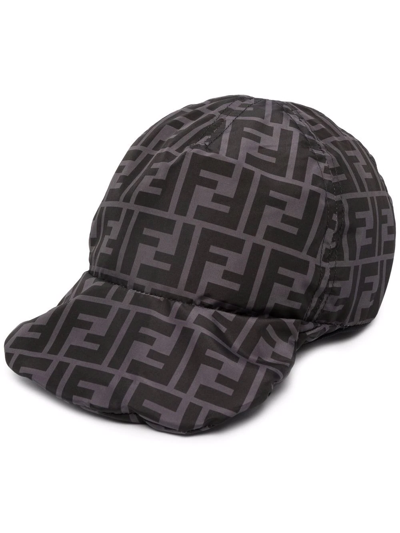 Shop Fendi Zucca-print Drawstring Cap In Black