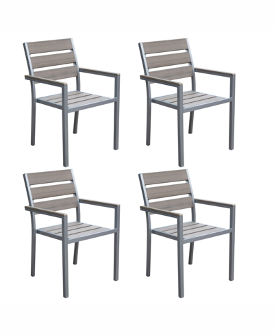 Shop Corliving Distribution Gallant Sun Bleached Outdoor Dining Chairs, Set Of 4