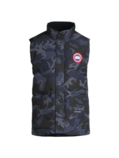 Shop Canada Goose Men's Freestyle Slim-fit Camouflage Down Puffer Vest In Classic Camo Navy