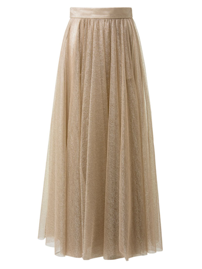 Shop Akris Women's Metallic Tulle Skirt In Gold