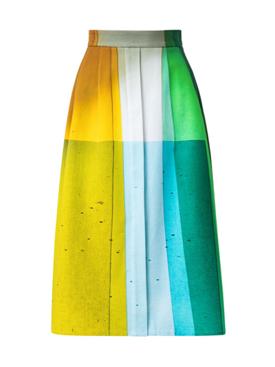 Shop Akris A-line Colorblock Skirt In Mimosa Multicolor