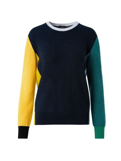 Shop Akris Colorblock Crewneck Sweater In Mimosa Multicolor